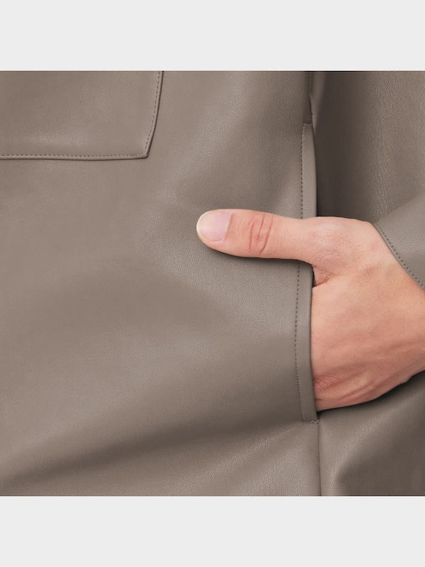 フェイクレザーオーバーサイズCPOシャツ(長袖)NT+X