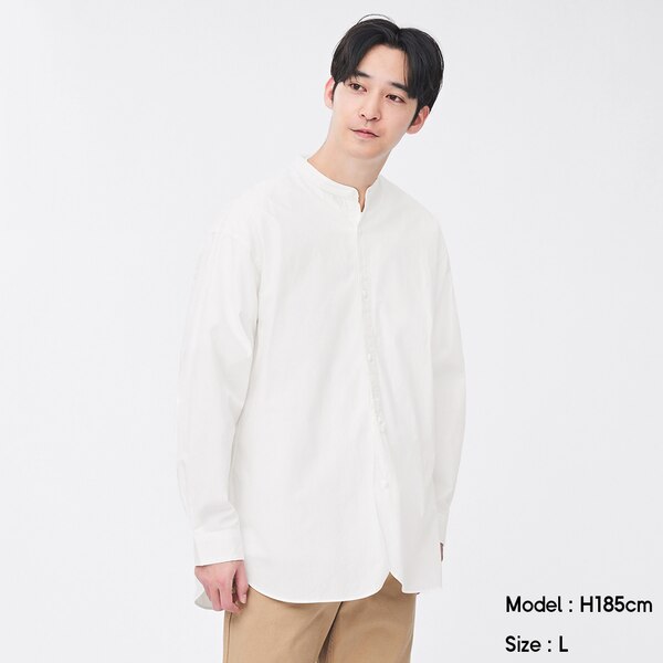 オーバーサイズグランパシャツ(長袖)-WHITE