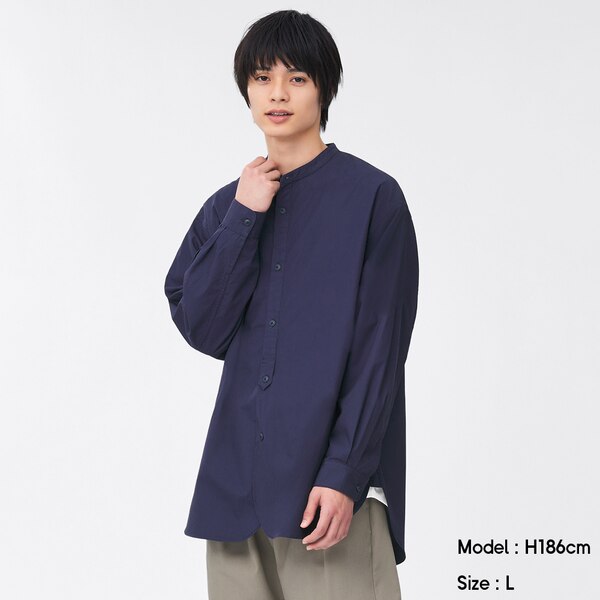 オーバーサイズグランパシャツ(長袖)-BLUE