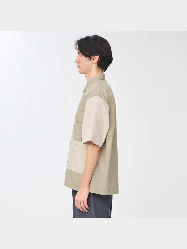 ミリタリーオーバーサイズシャツ(5分袖)(クレイジー)NT+X