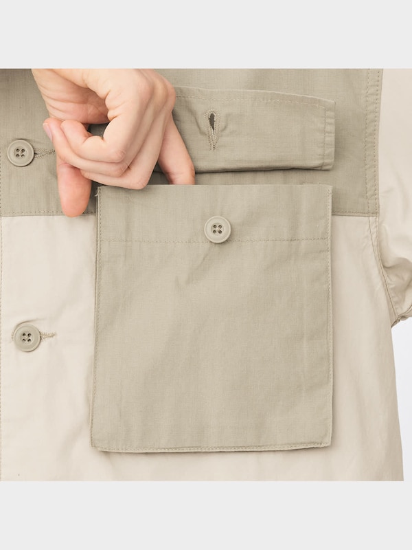 ミリタリーオーバーサイズシャツ(5分袖)(クレイジー)NT+X