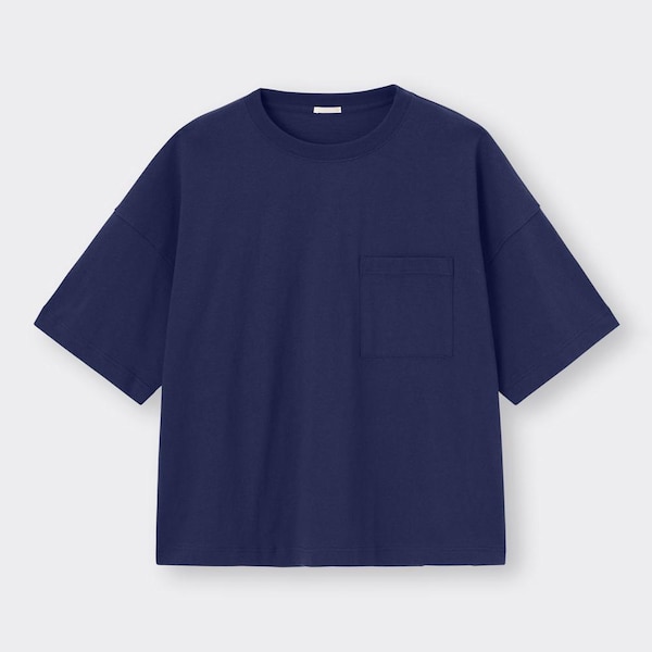 ワイドフィットT(5分袖)-BLUE