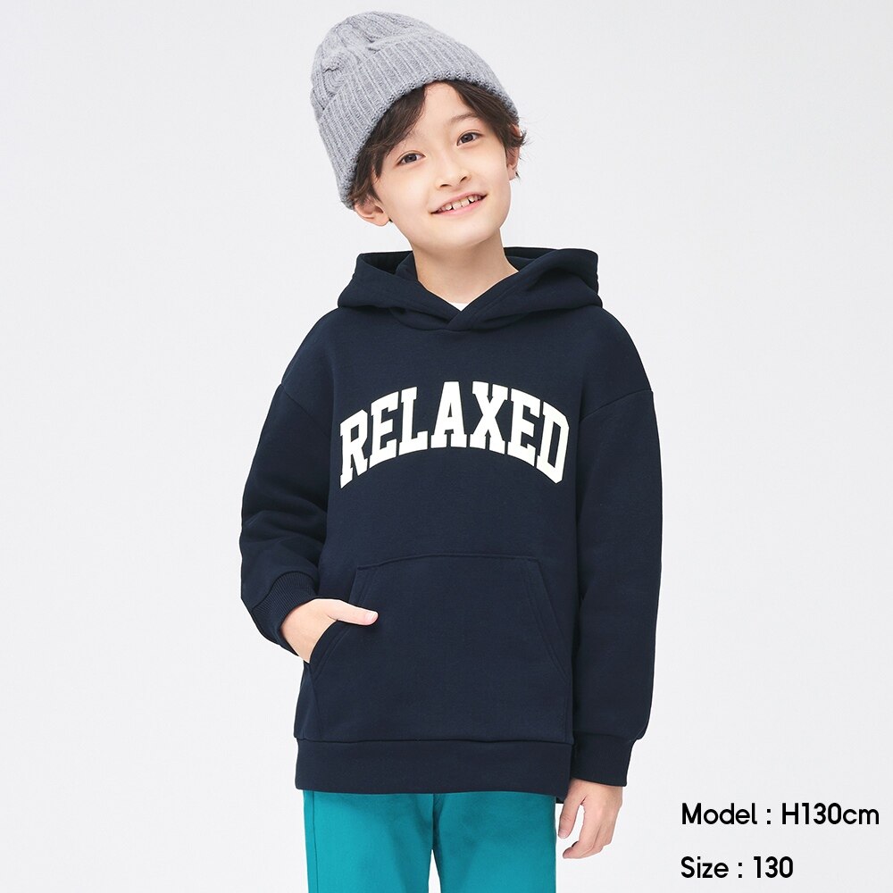 （GU）KIDS(男女兼用)裏起毛スウェットグラフィックプルパーカ(長袖)のサムネイル