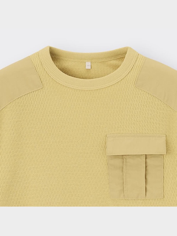 BOYSワッフル布帛コンビネーションビッグT(5分袖)