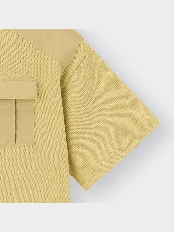 BOYSワッフル布帛コンビネーションビッグT(5分袖)