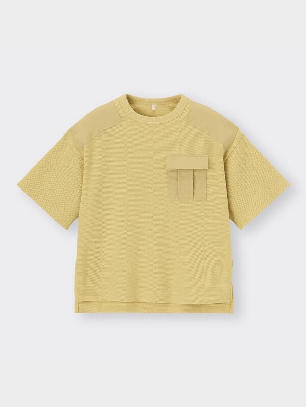 BOYSワッフル布帛コンビネーションビッグT(5分袖)