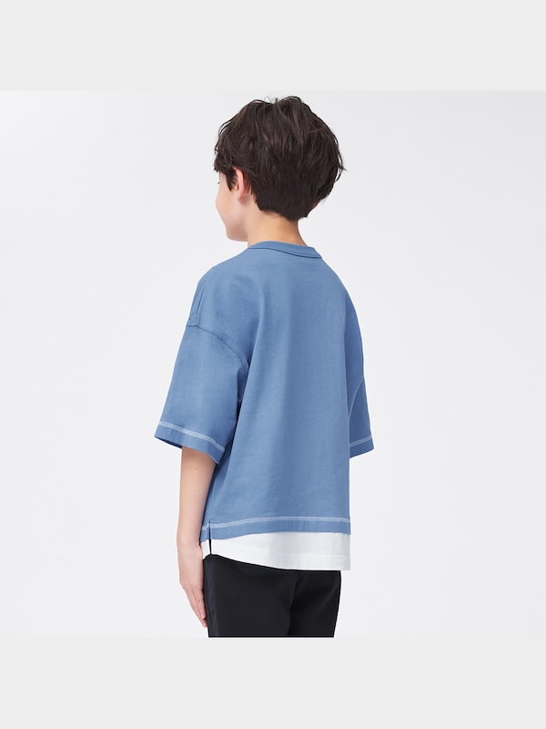 BOYSフェイクレイヤードビッグT(5分袖)