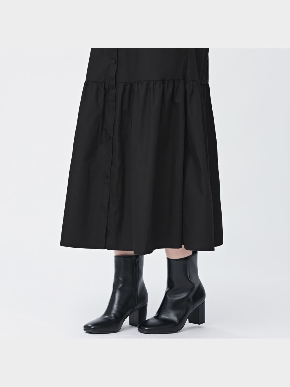 GU公式 | ギャザー切り替えシャツワンピース(長袖)