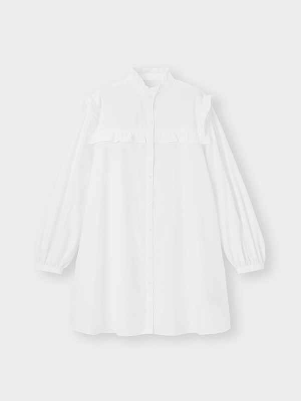 フリルカラーチュニックブラウス(長袖)