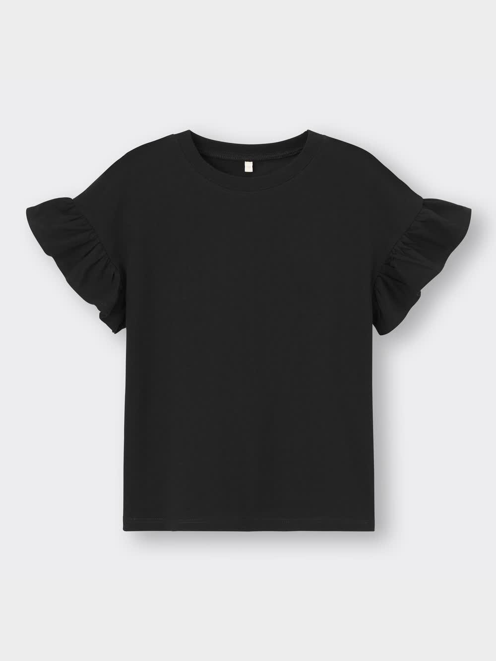 マーリエ　黒 フリル付き Tシャツ 半袖 マーリエ 黒 フリル付き Tシャツ 半袖