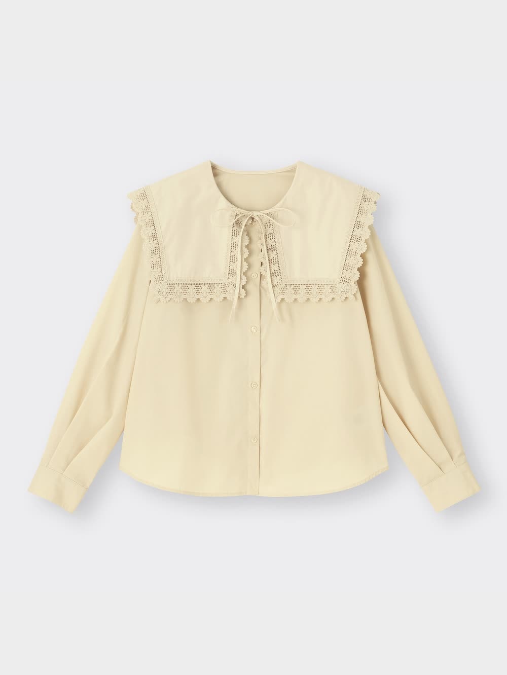 GU公式 | レーストリムビッグカラーシャツ(長袖)