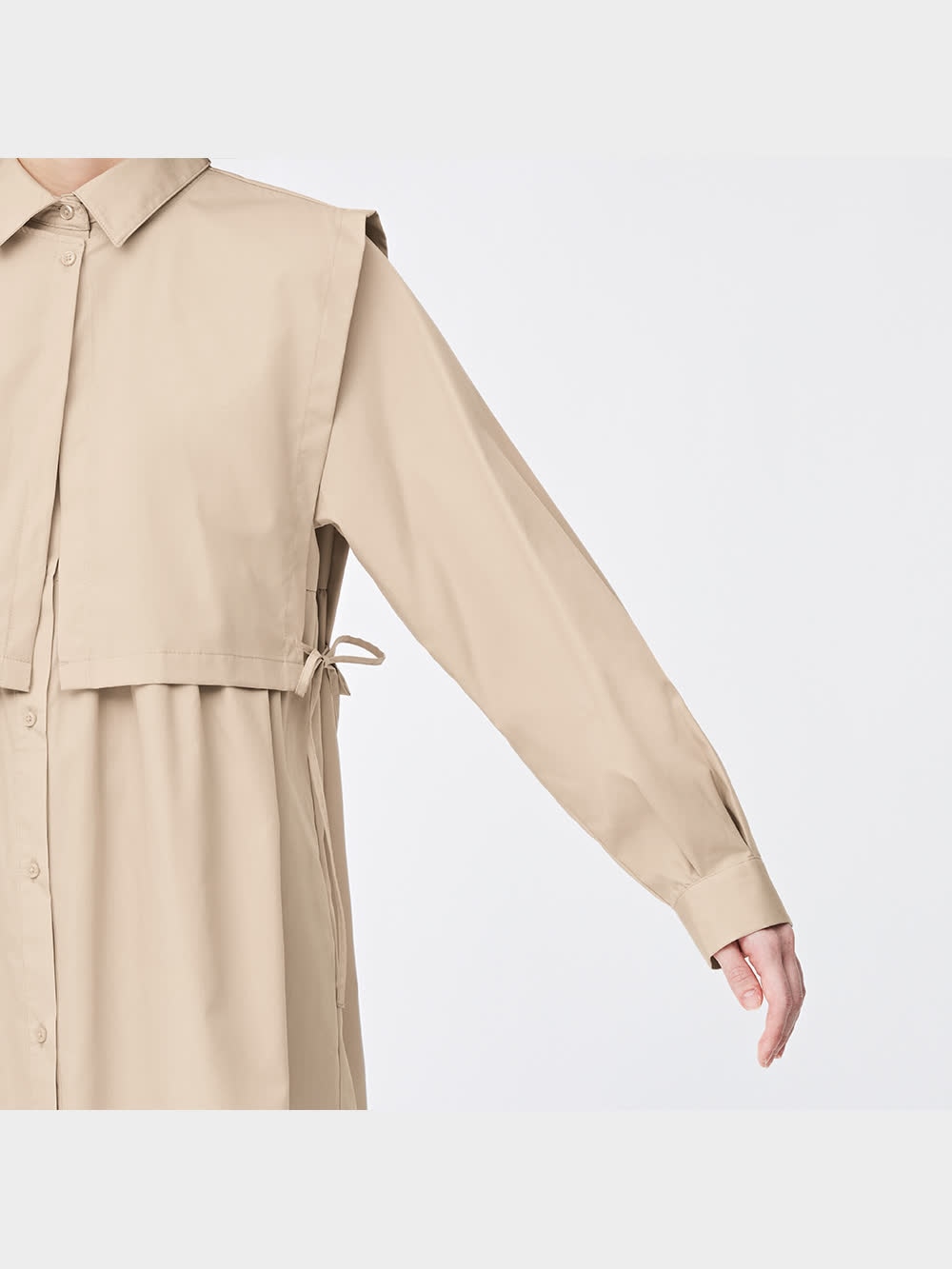 GU公式 | 2wayレイヤードチュニックシャツ(長袖)