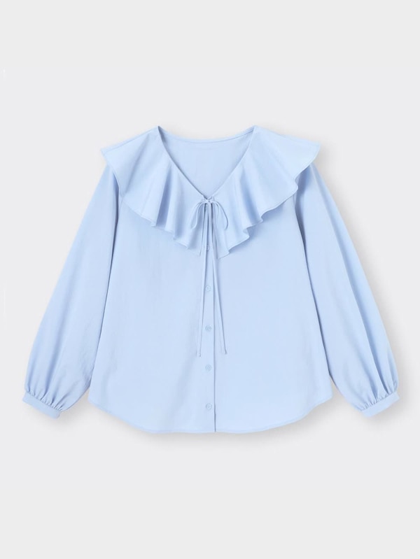 ラッフルカラーブラウス(長袖)