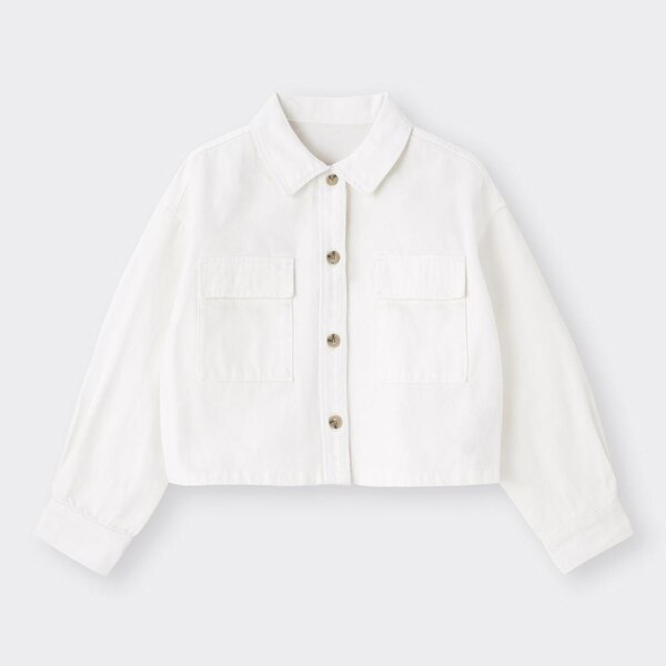 デニムクロップドシャツジャケット(長袖)-OFF WHITE