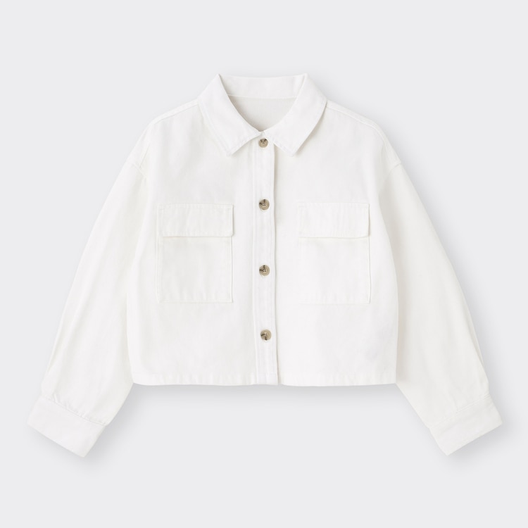 GU公式 デニムクロップドシャツジャケット(長袖)
