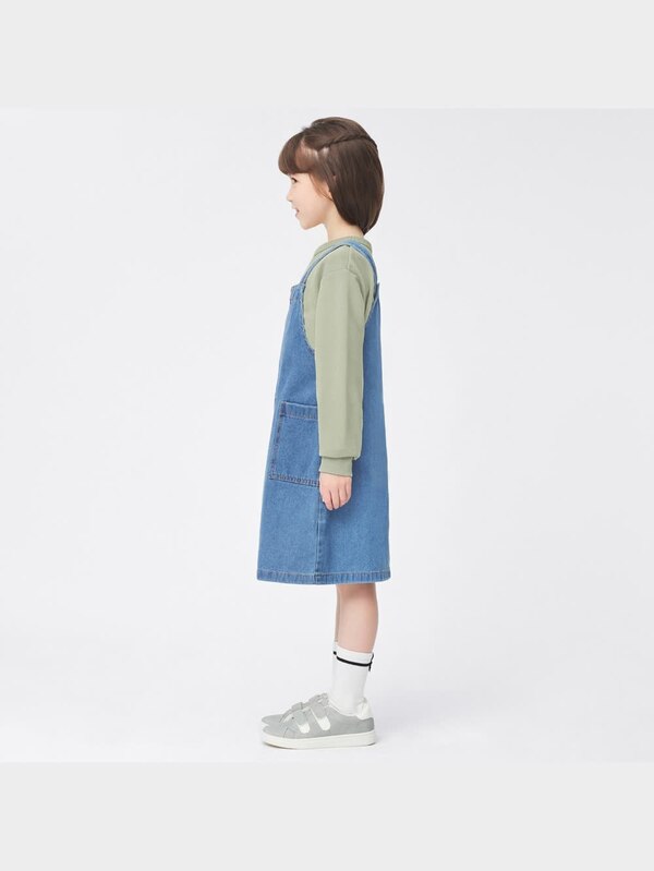 GIRLSデニムフロントジップサロペットスカート