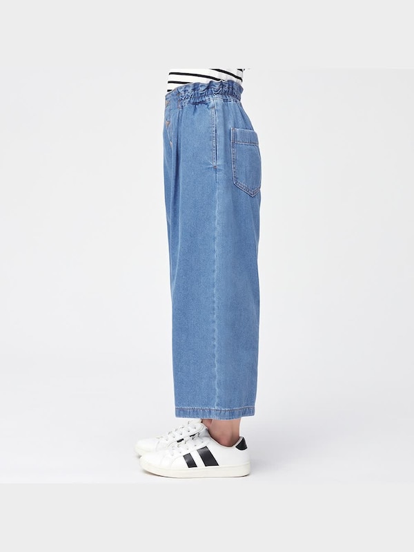 GIRLSデニムフロントボタンイージーワイドパンツ