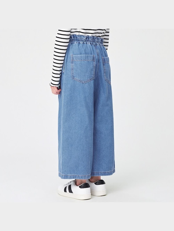 GIRLSデニムフロントボタンイージーワイドパンツ