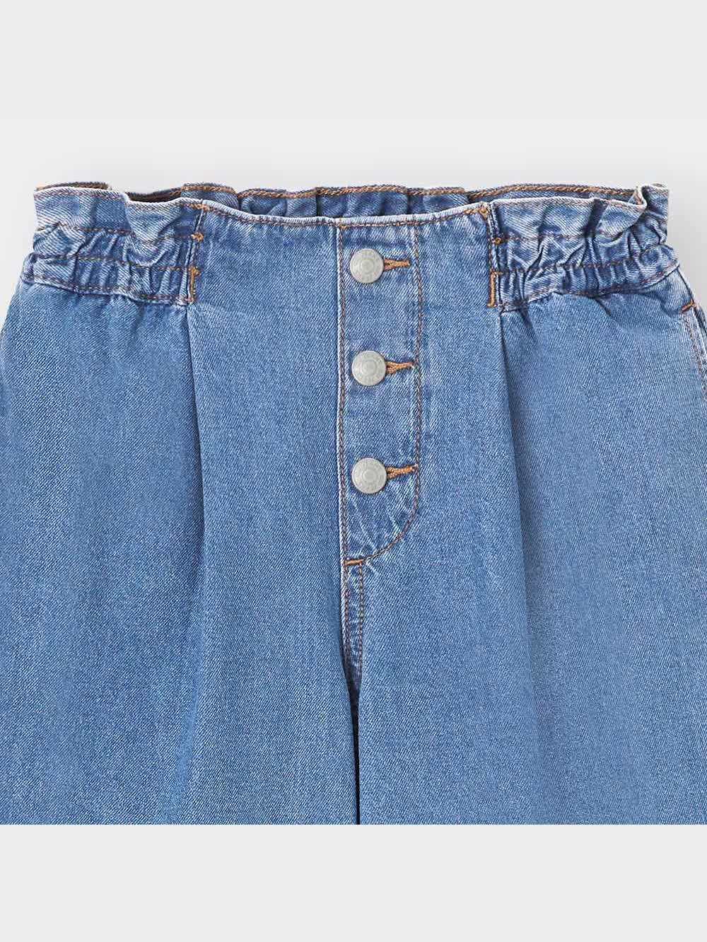 GU公式 | GIRLSデニムフロントボタンイージーワイドパンツ