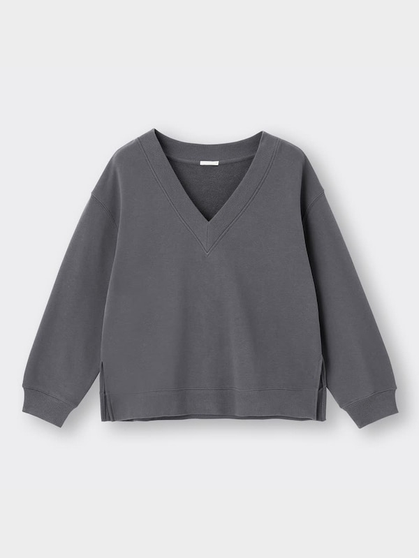 Vネックスウェットプルオーバー(長袖)