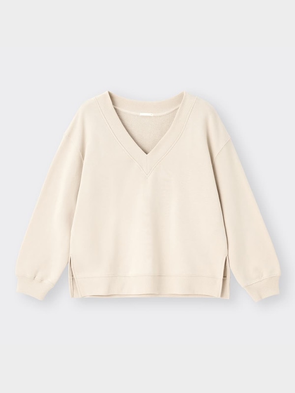 Vネックスウェットプルオーバー(長袖)
