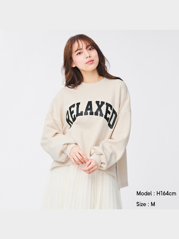 グラフィッククロップドスウェットプルオーバー(長袖)(ロゴ)