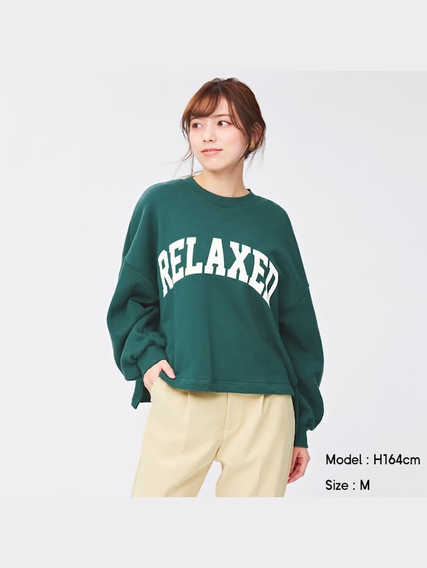 グラフィッククロップドスウェットプルオーバー(長袖)(ロゴ)