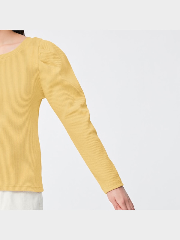 リブ2WAYボリュームスリーブT(長袖)