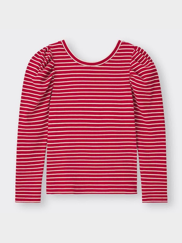 リブ2WAYボリュームスリーブT(長袖)(ボーダー)