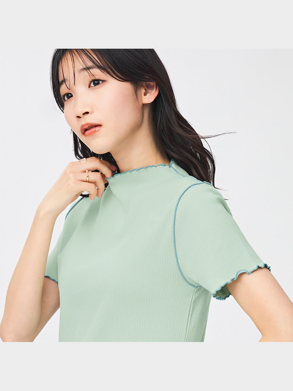 その他 ntntntnt GU公式 | リブバイカラーメローコンパクトT(半袖)