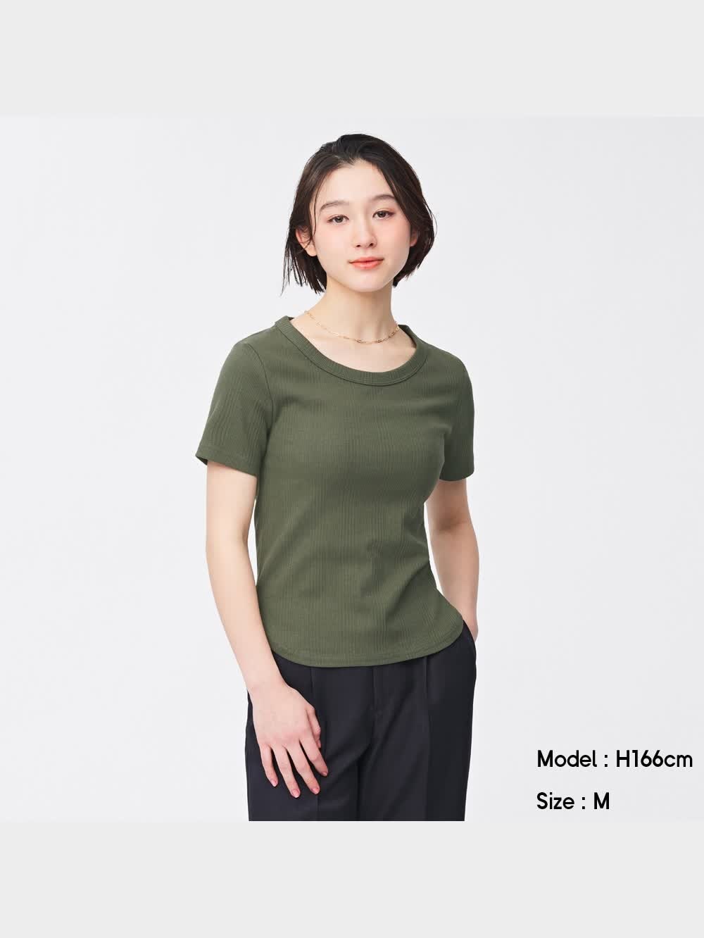 GU公式 | ランダムリブコンパクトT(半袖)