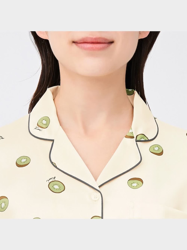 サテンパジャマ(半袖&ショートパンツ)(キウイ)OSA+EC