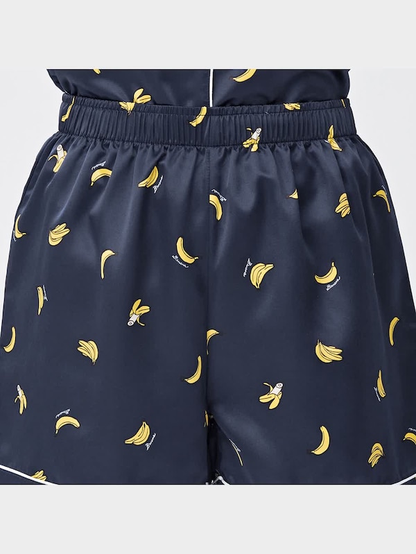 サテンパジャマ(半袖&ショートパンツ)(バナナ)OSA+EC