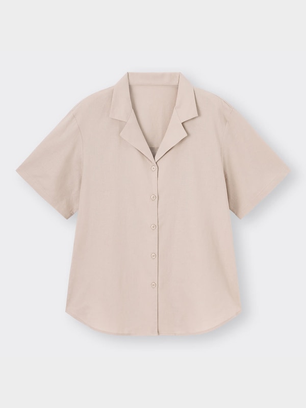 リネンブレンドオープンカラーシャツ(半袖)
