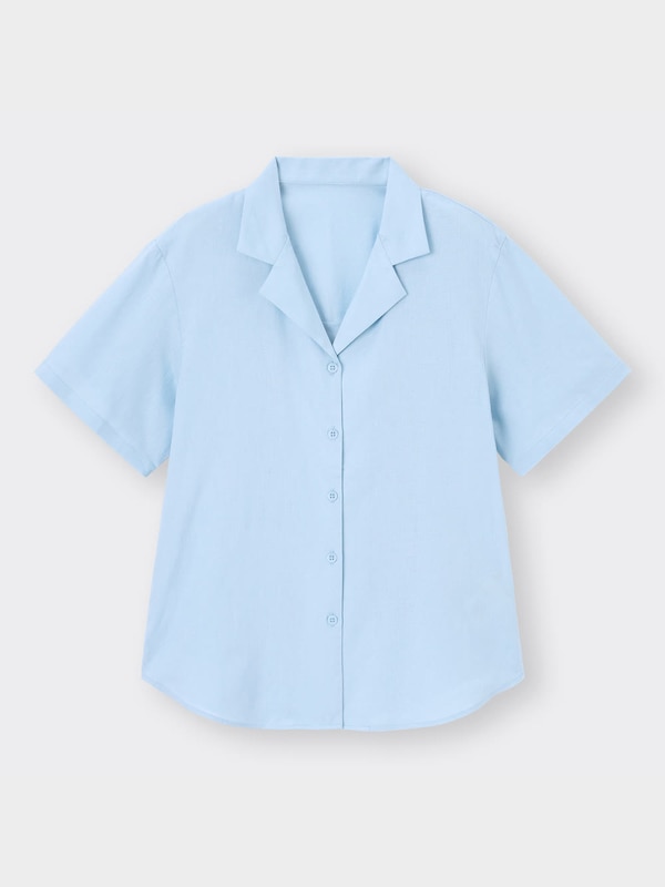 リネンブレンドオープンカラーシャツ(半袖)