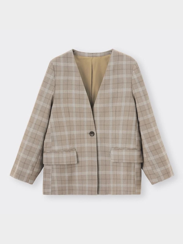 チェックノーカラージャケットRS+E