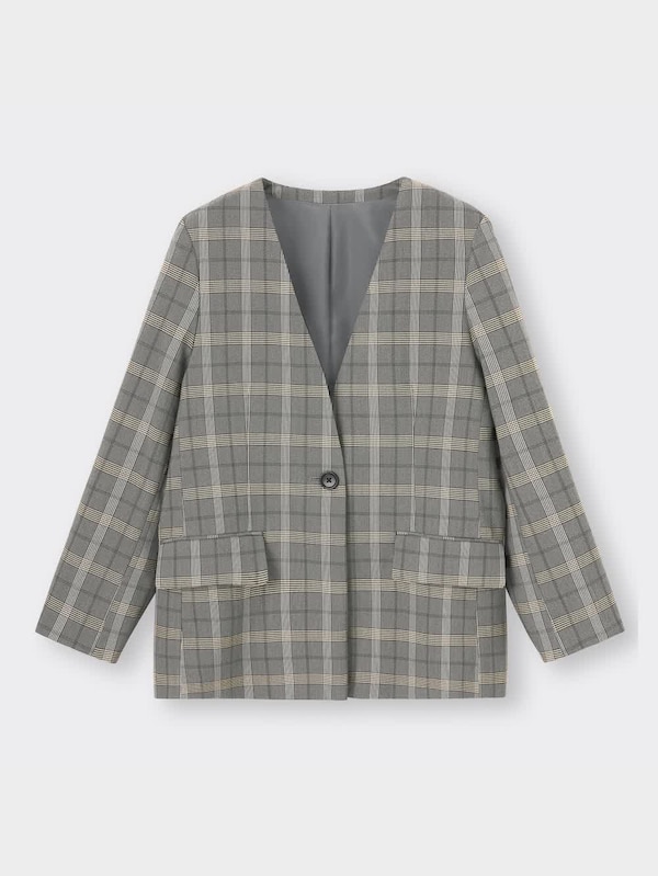 チェックノーカラージャケットRS+E