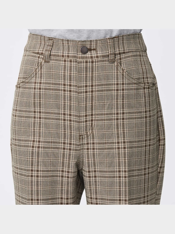 センタープレスチェックストレートパンツ