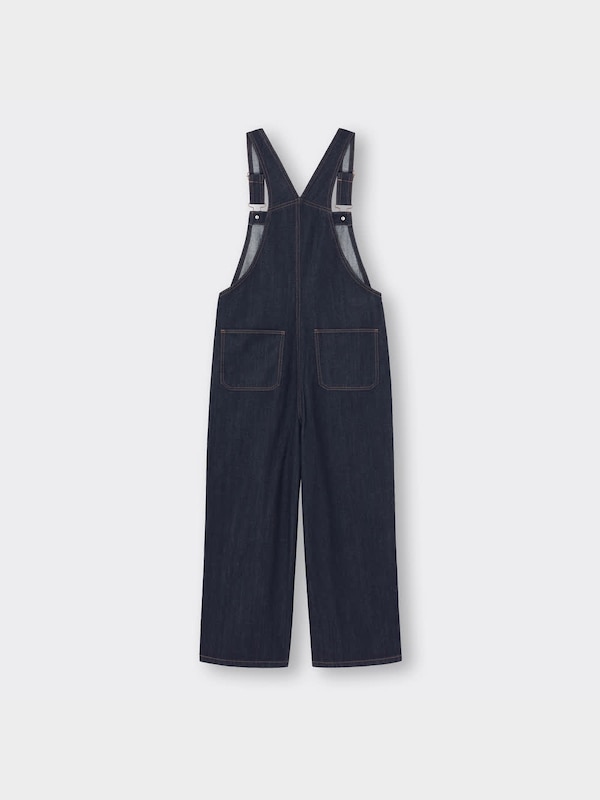 デニムサロペットストレートパンツ