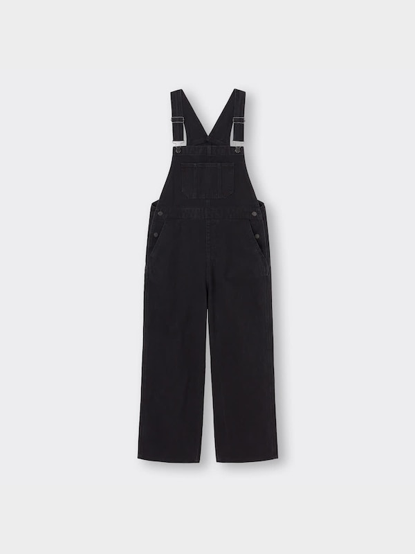 デニムサロペットストレートパンツ