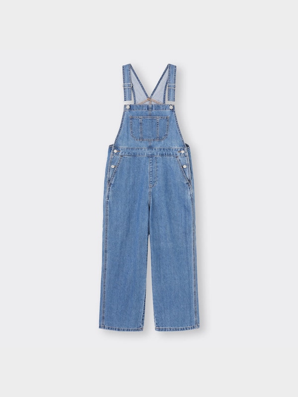 デニムサロペットストレートパンツ