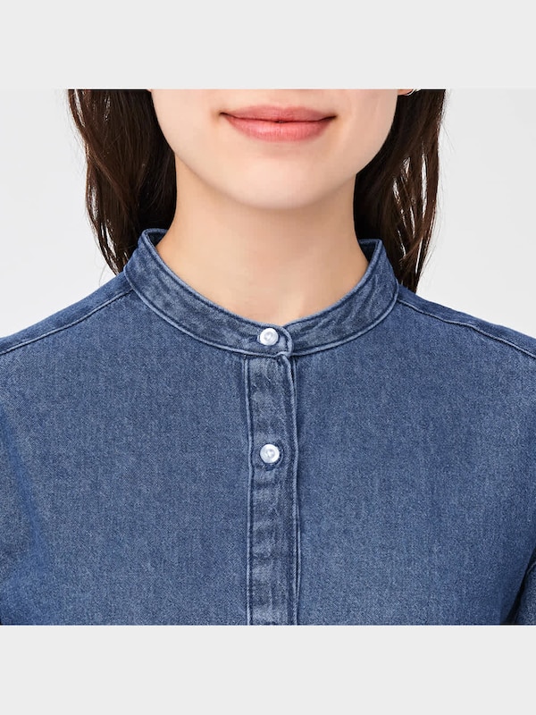 デニムギャザー切り替えワンピース(長袖)RS+E