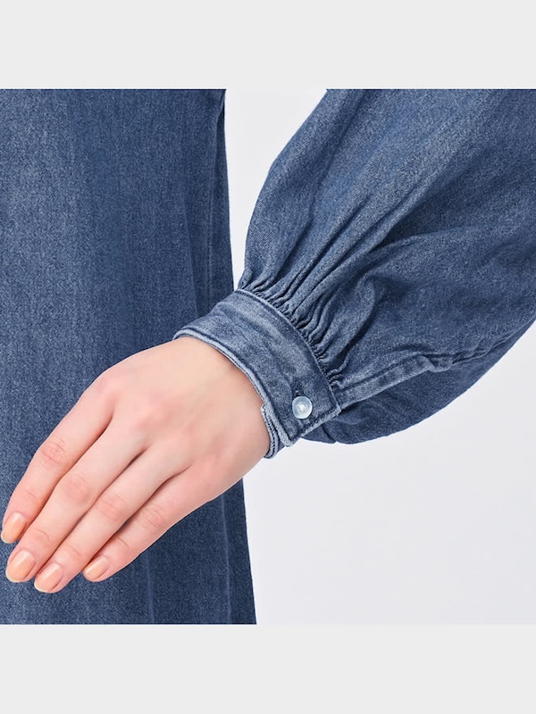 デニムギャザー切り替えワンピース(長袖)RS+E