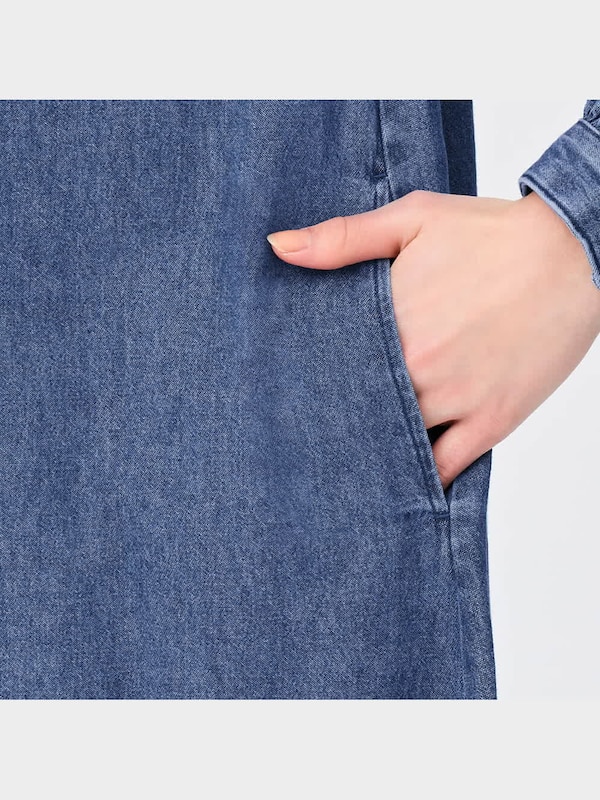 デニムギャザー切り替えワンピース(長袖)RS+E