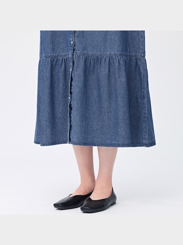 デニムギャザー切り替えワンピース(長袖)RS+E