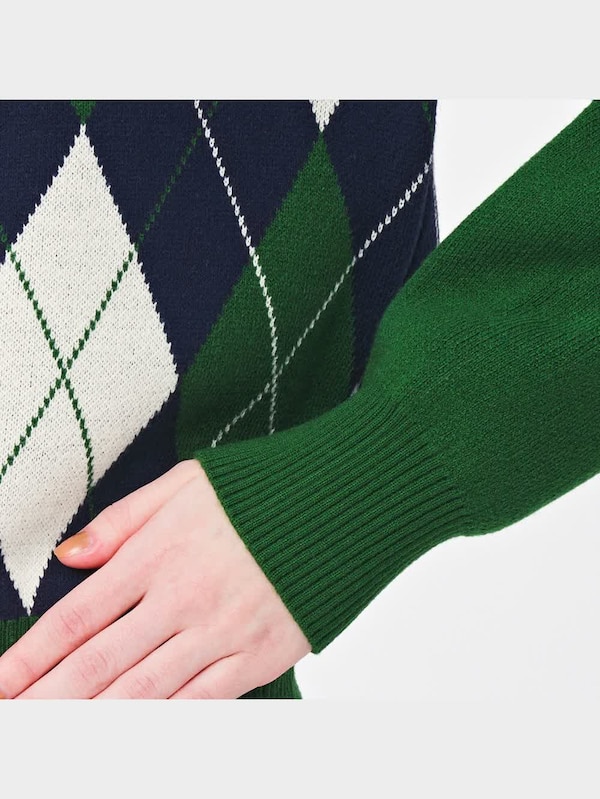 アーガイルポロセーター(長袖)Q