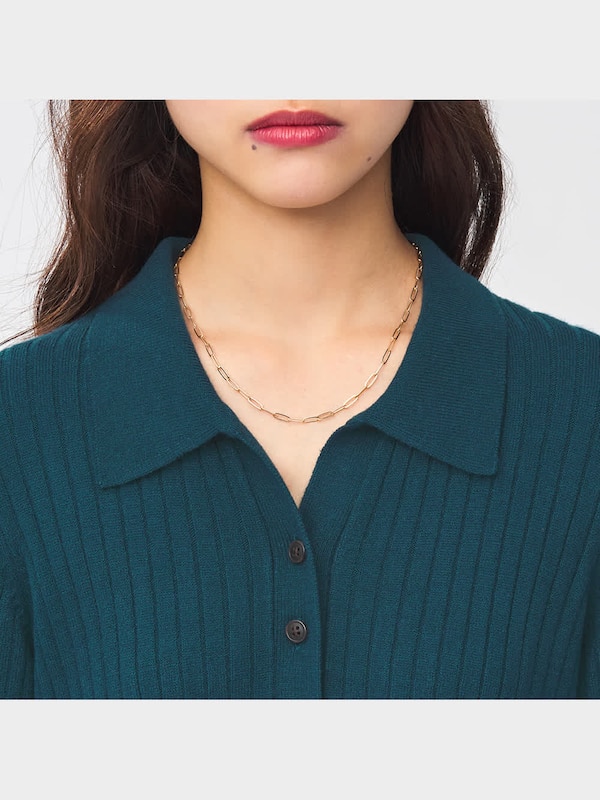 リブニットポロワンピース(長袖)Q