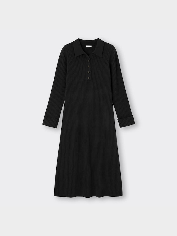 リブニットポロワンピース(長袖)Q