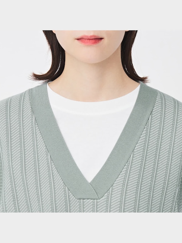 ジャカードクロップドニットベストNT+E