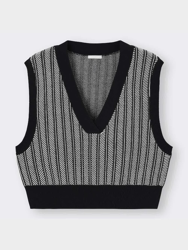 ジャカードクロップドニットベストNT+E